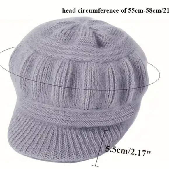 Warm 2Pc. Wool Wine Red Hat with Gold Heart Pendant with Wine Red Neck Scarf !! - Picture 7 of 11